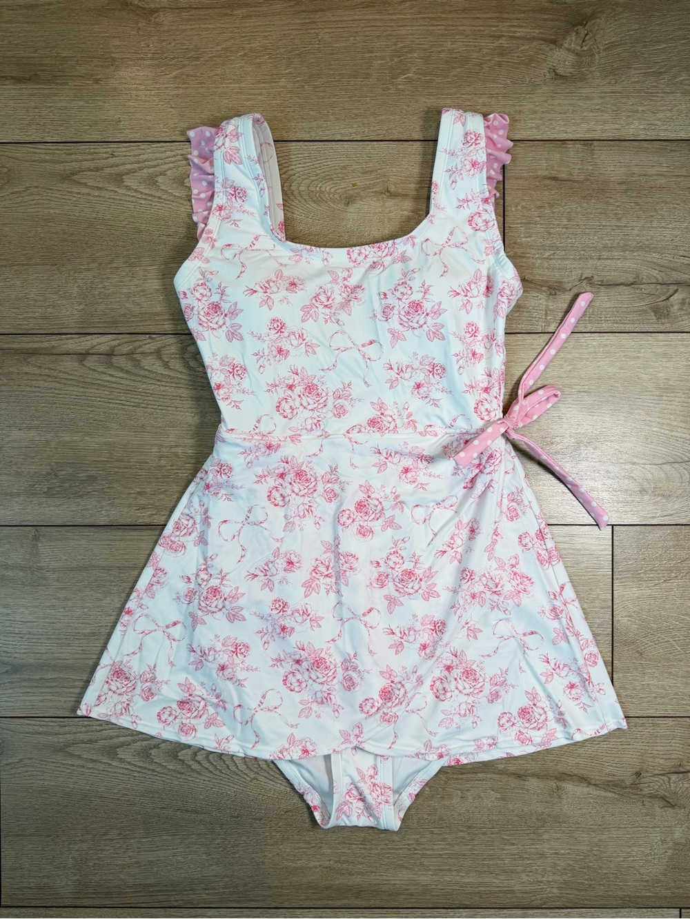 Ruffle Butts Pink and White Floral One-Piece Swimsuit with Ruffle Straps